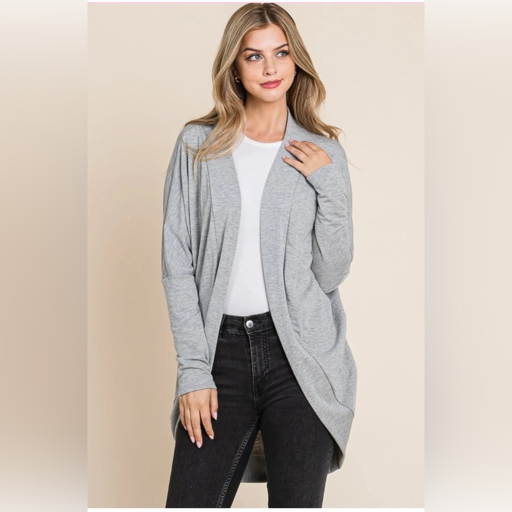 Cabana Completer Cocoon Knit Cardigan in Heather Grey P2P 30.5” NWT